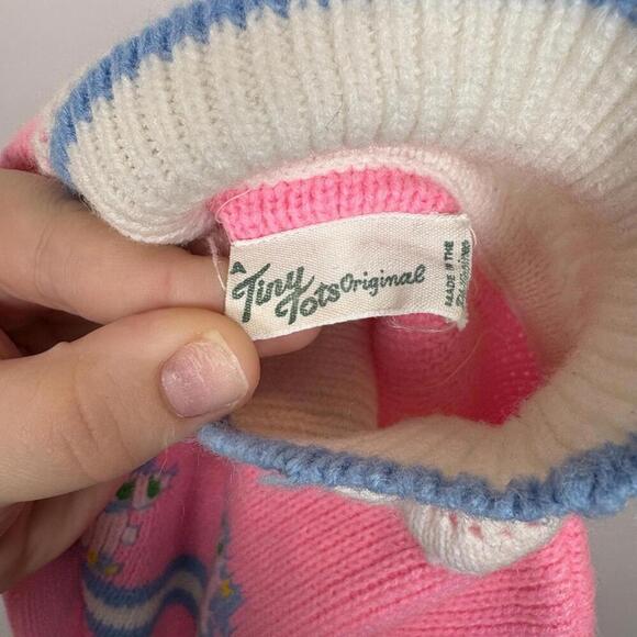 Vintage Tiny Tots Original Knit Hot Pink Kitten Sweater (check measurements) - Picture 5 of 6